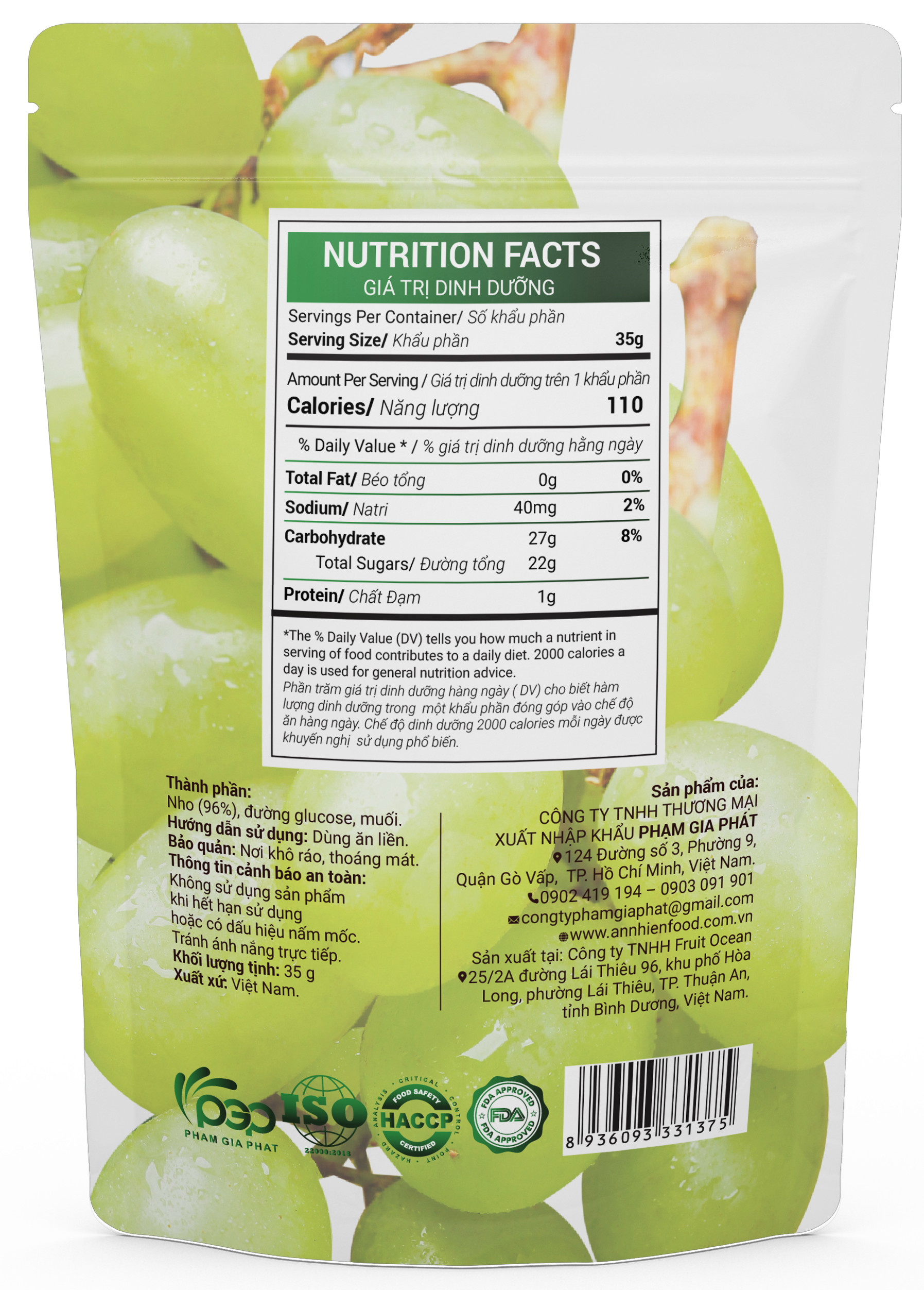 Nho Dẻo Chua Ngọt 35g