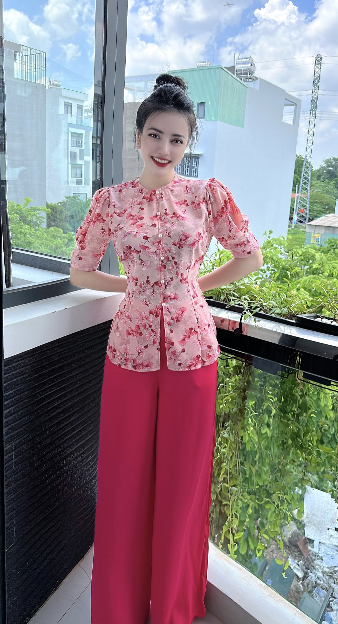 Set bộ Bà Ba tay búp vải lụa mango sang trọng trang nhã