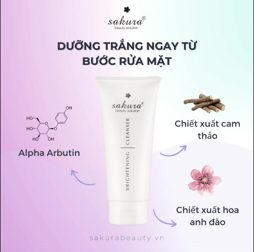 Sữa rửa mặt trắng da Sakura Brightening Cleanser 100ml