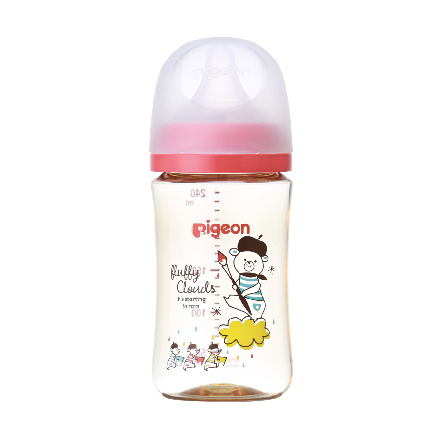 [TẶNG CÂY SÚC RỬA BÌNH SỮA] Bình sữa Pigeon PPSU Plus thế hệ III phiên bản Nhật Hình Gấu 160ml/240ml