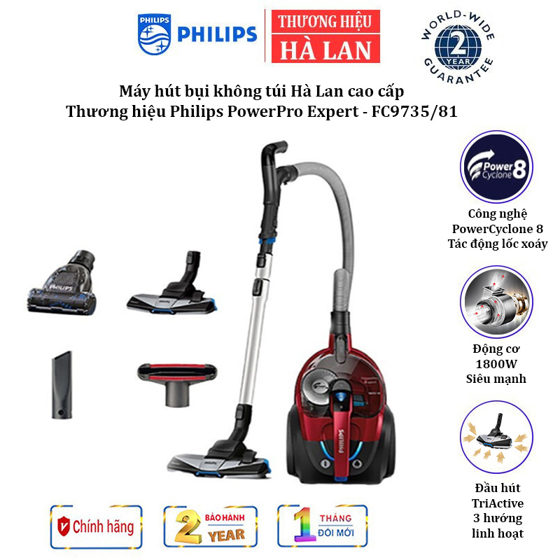 Philips PowerPro expert fc9735/81 premium vacuum cleaner, power 1800W, 470W-standard vacuum tip: triActive Z suction head + nozzle