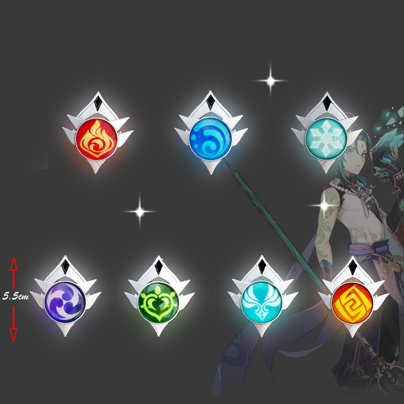 Móc khóa dạ quang vision game Genshin impact ( đủ mẫu)