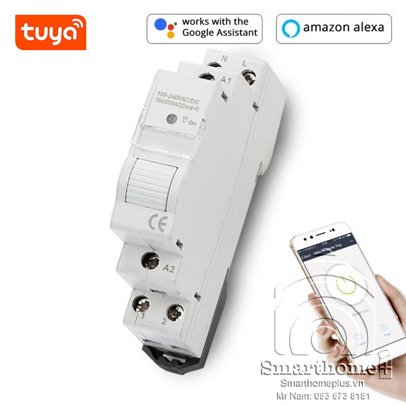 Khởi động từ contactor wifi lắp tủ điện 16a smarthomeplus shp-cb5