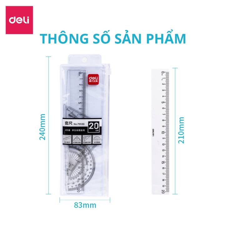 Bộ thước kẻ eke đa năng 4 món…