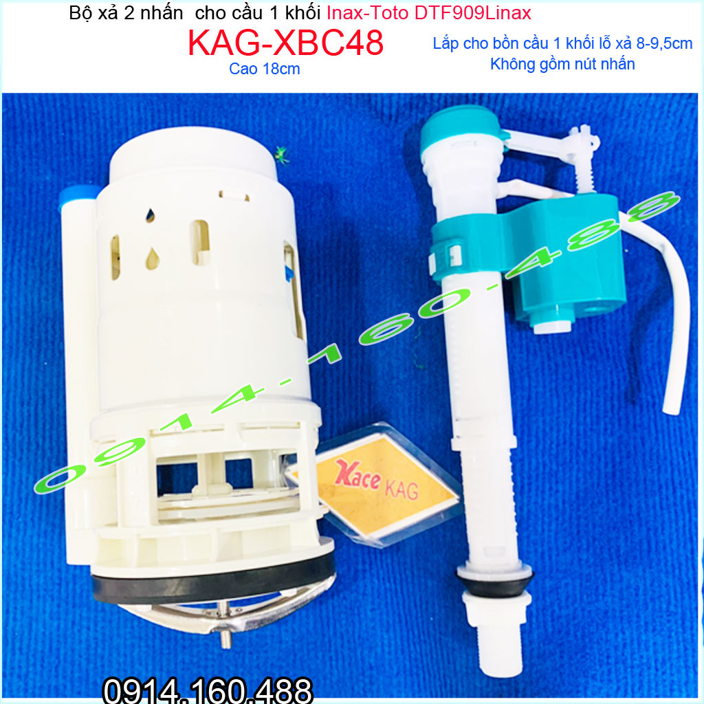 [HCM]Bộ xả cầu 1 khối Inax-Toto DTF909Linax KAG-XBC48 cao 18cm thoát lớn D9.5cm, phụ kiện thùng nước xí bệt liền khối C909 C900  xả êm tiết kiệm nước hoạt động tốt