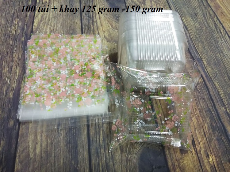 COMBO 100 KHAY VÀ TÚI ĐỰNG BÁNH TRUNG THU 125-150 GRAM ( TÚI DÁN)