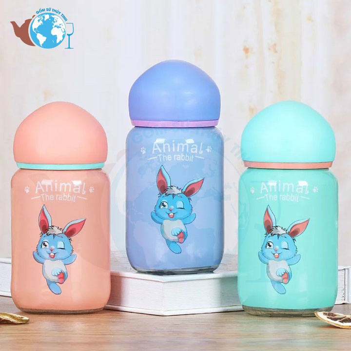 BÌnh nước thủy tinh con thỏ dể thương 300ml