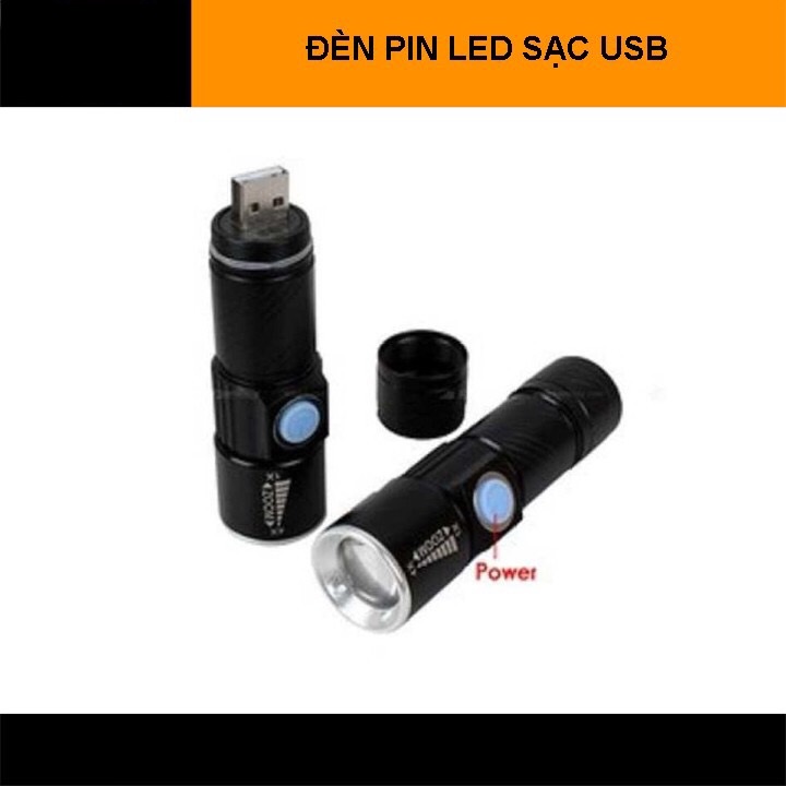Đèn pin mini siêu sáng CREE có zoom (sạc usb)