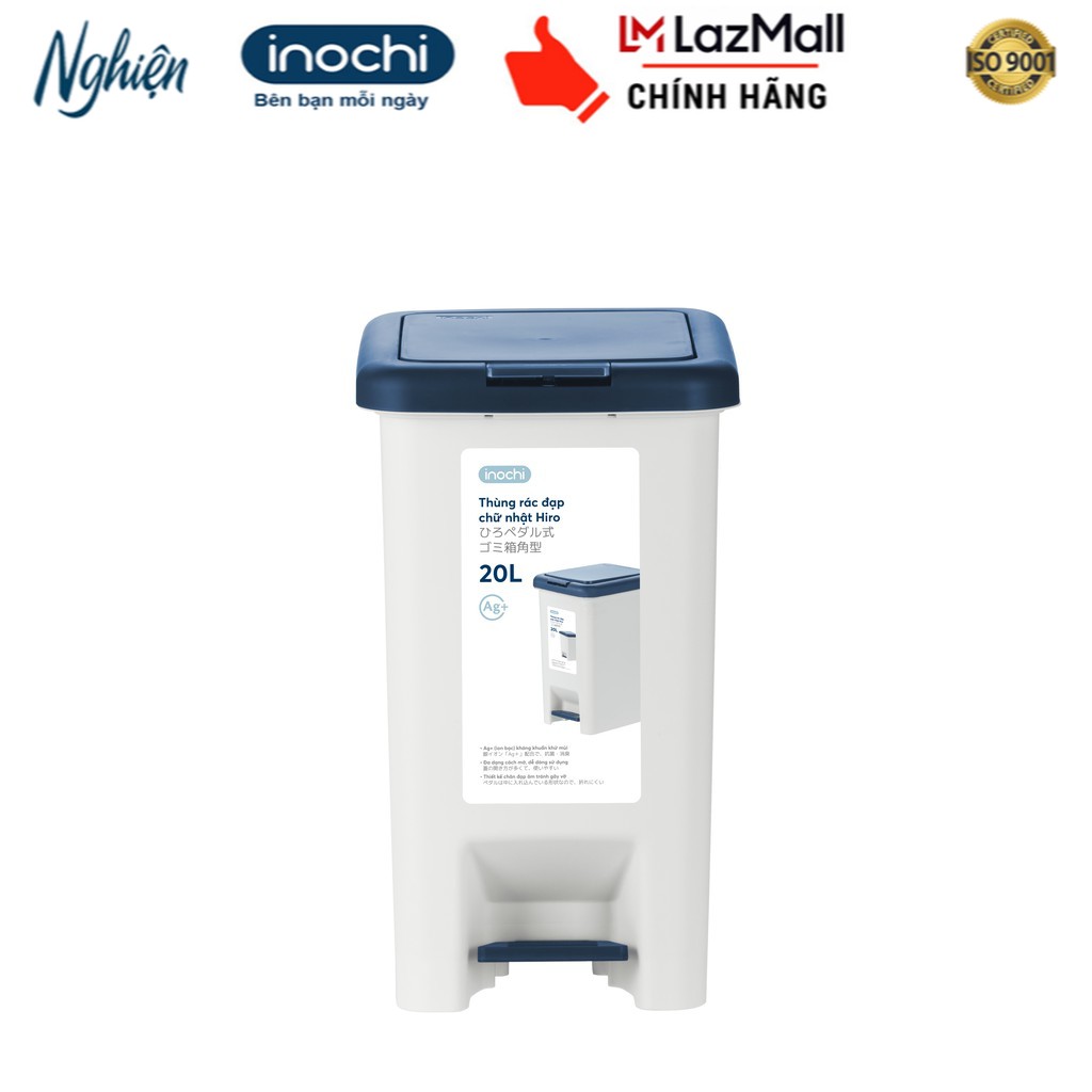 Thùng rác đạp chữ nhật Hiro 20L cao cấp nhật Bản (Kèm ruột)