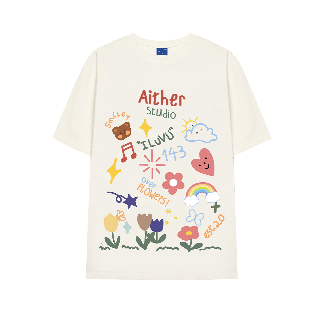 AITHER STUDIO Áo thun Kids Heart Unisex form rộng