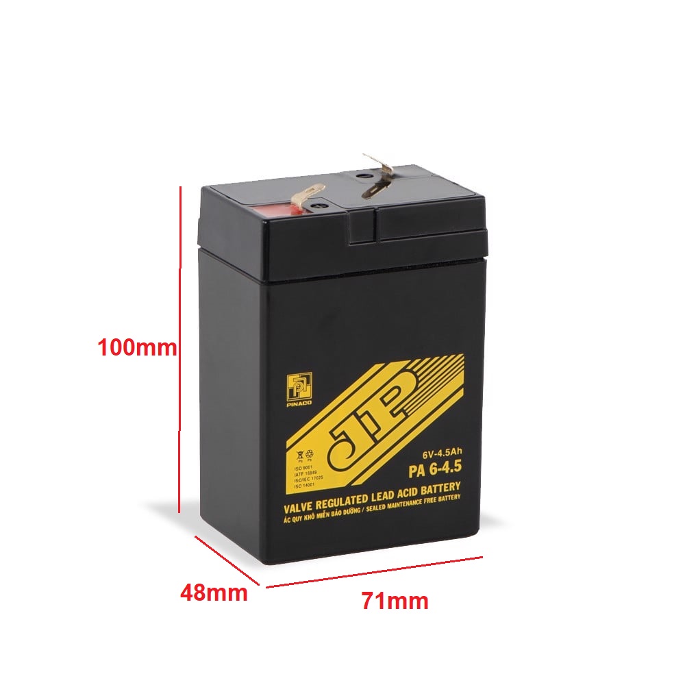 Ắc quy khô Đồng Nai PINACO PA6 4.5 Pin Xe Điện Đèn Sạc Quạt Sạc 6V 4.5Ah