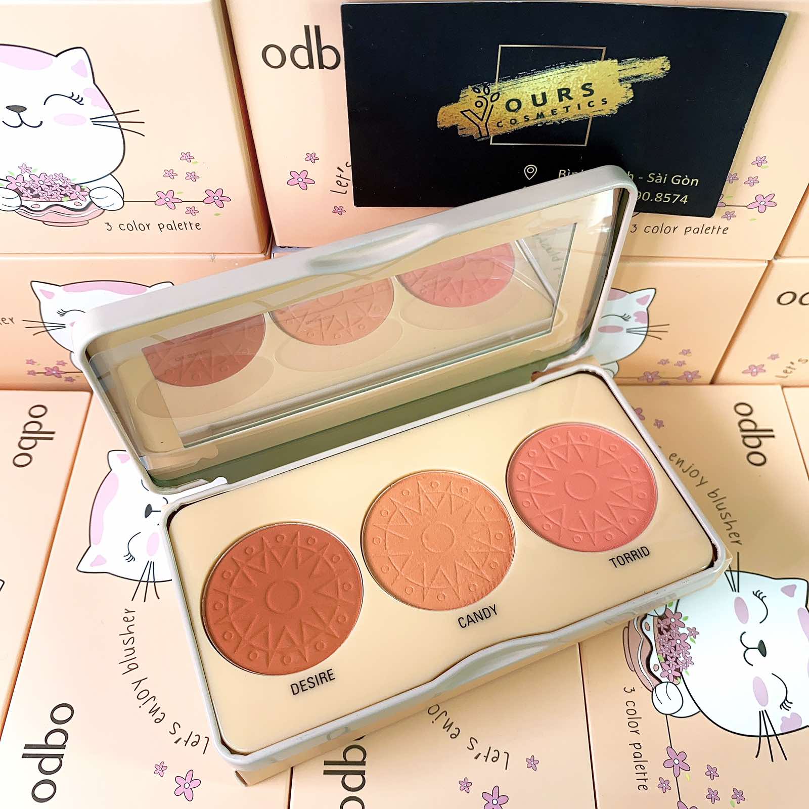 Phấn Má Hồng Odbo Không Nhũ 3 Ô Enjoy Blusher OD1-103 - Bảng Phấn Má Hồng Không Nhũ 3 Ô Odbo Enjoy Blusher