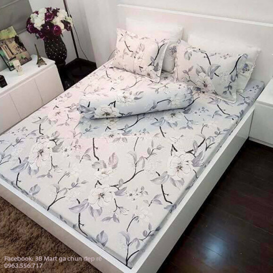 Set 3 Món Ga Gối Poly Hoa Lá Bạc