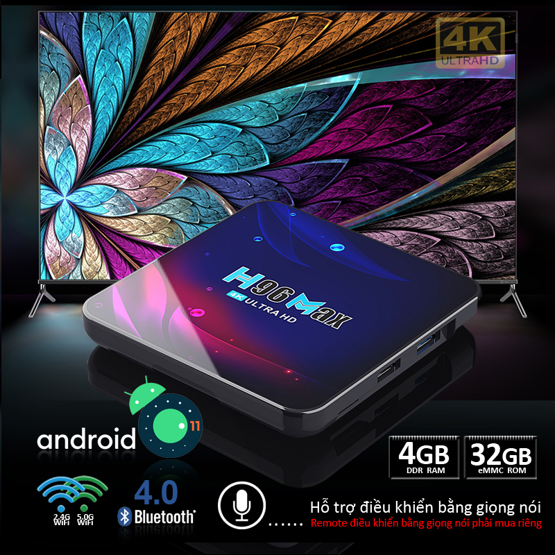 12.12 Hot Deals Box tv android tv box Ram 4GB Rom 32GB kết nối hai wifi thiết kế nhỏ gọn hình ảnh sắc nét xem phim nghe nhạc lướt web miễn phí bảo hành 12 tháng H96MAX V11 Tivi box android moi 2021