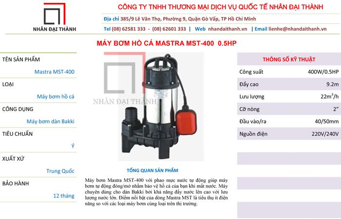 Máy bơm chìm nước thải Mastra MST-400