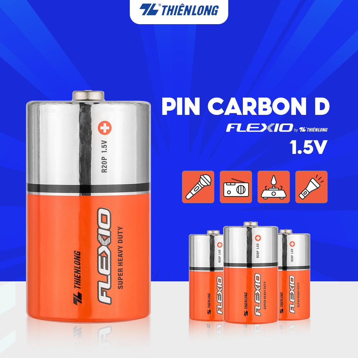 Lốc 2 Pin đại D Thiên Long Flexio BAC-R20/2