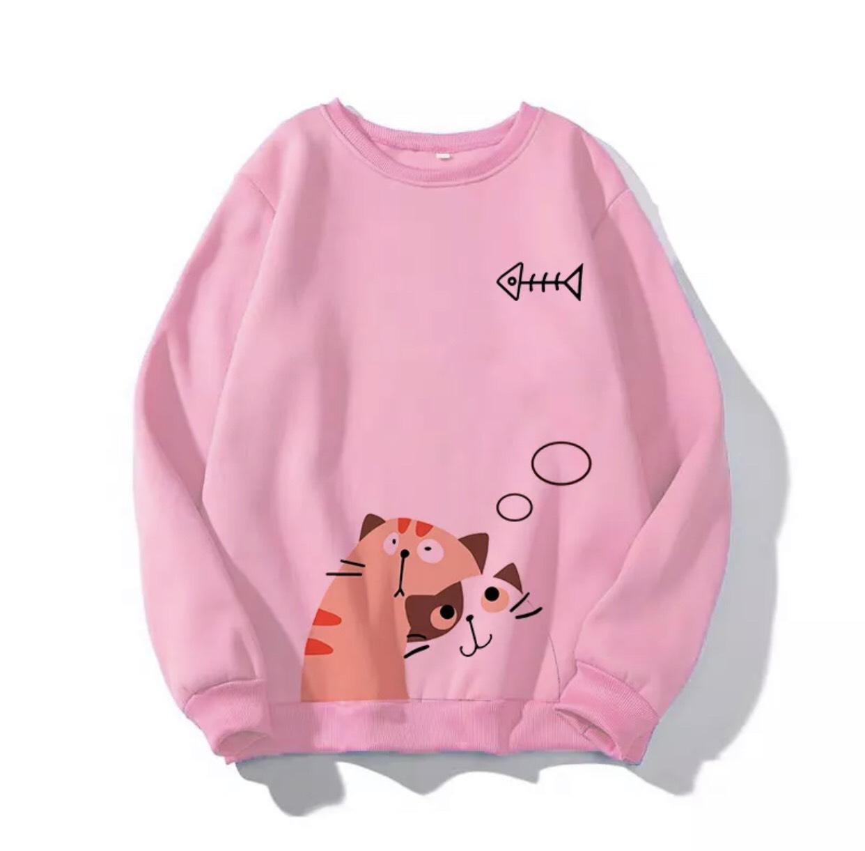 Áo sweater in mèo dễ thuơng cực chất