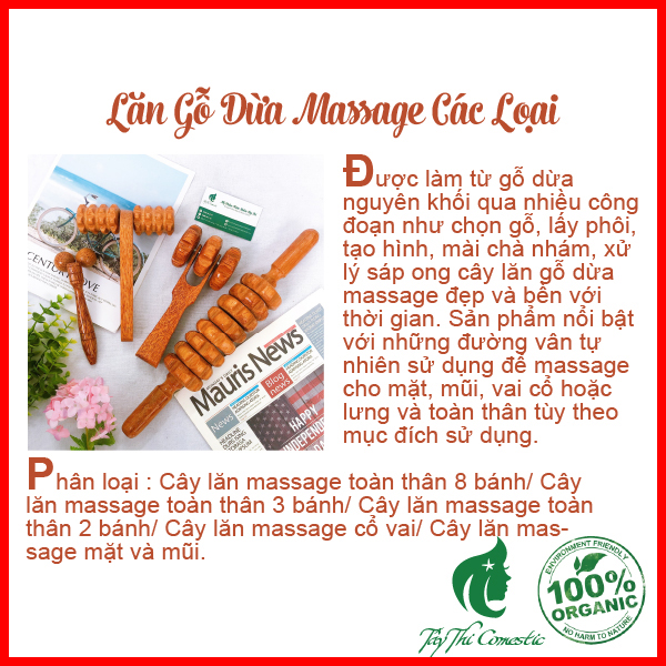 Lăn Gỗ Dừa Massage Các Loại