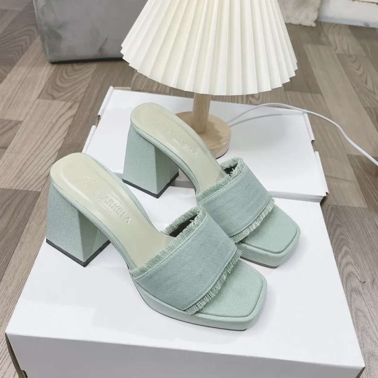 Dép nữ quai ngang cao gót 10 phân sang xịn