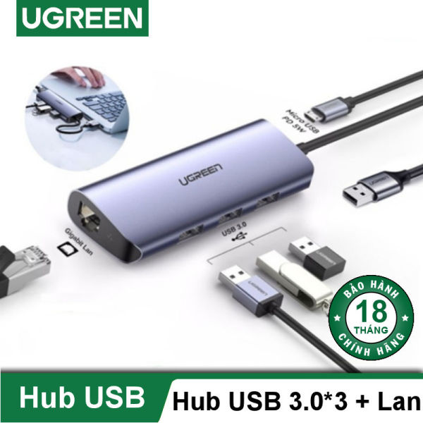 Bảng giá [Nhập ELMAY21 giảm thêm 10% đơn từ 99k] Bộ chia USB 3.0 ra 3 cổng USB 3.0 + Lan Gigabit 1000Mbps Ugreen 60719 Phong Vũ