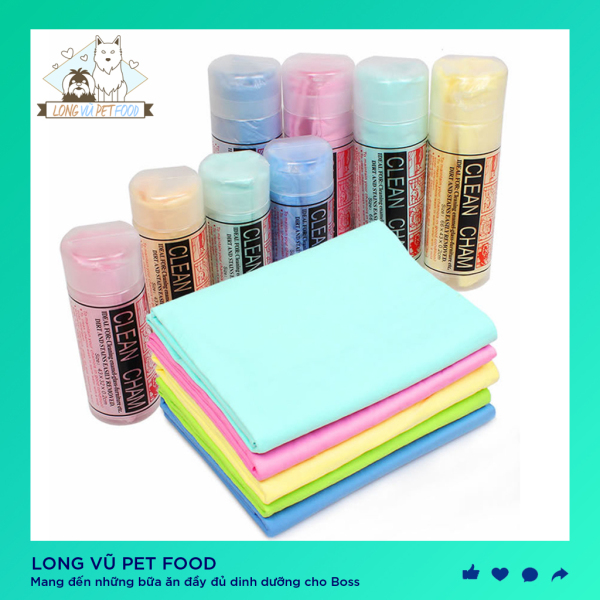 Khăn tắm chó mèo siêu thấm size TO không hộp - Chất liệu vải da hưu siêu thấm - Long Vũ Pet Food