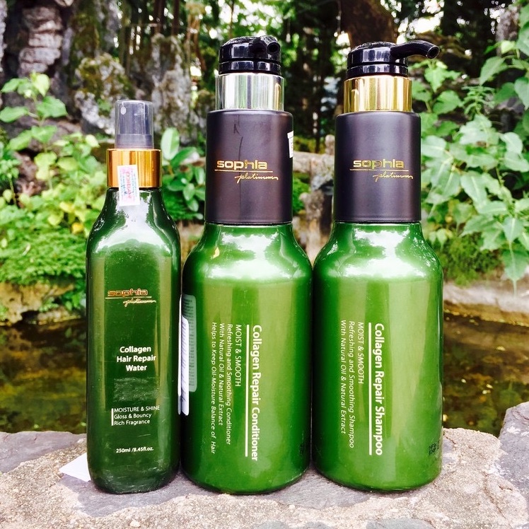 Bộ sp gội xả & xịt dưỡng collagen SOPHIA dùng tại nhà