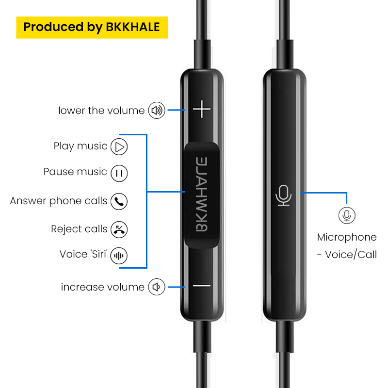 BKWHALE P12 Tai Nghe Bluetooth Có Dây Chống Sét Cho Iphone 7 8 Plus X XS XR XS XSMax 11 12 13 14 Pro Max Mẫu Tai Nghe Thông Dụng