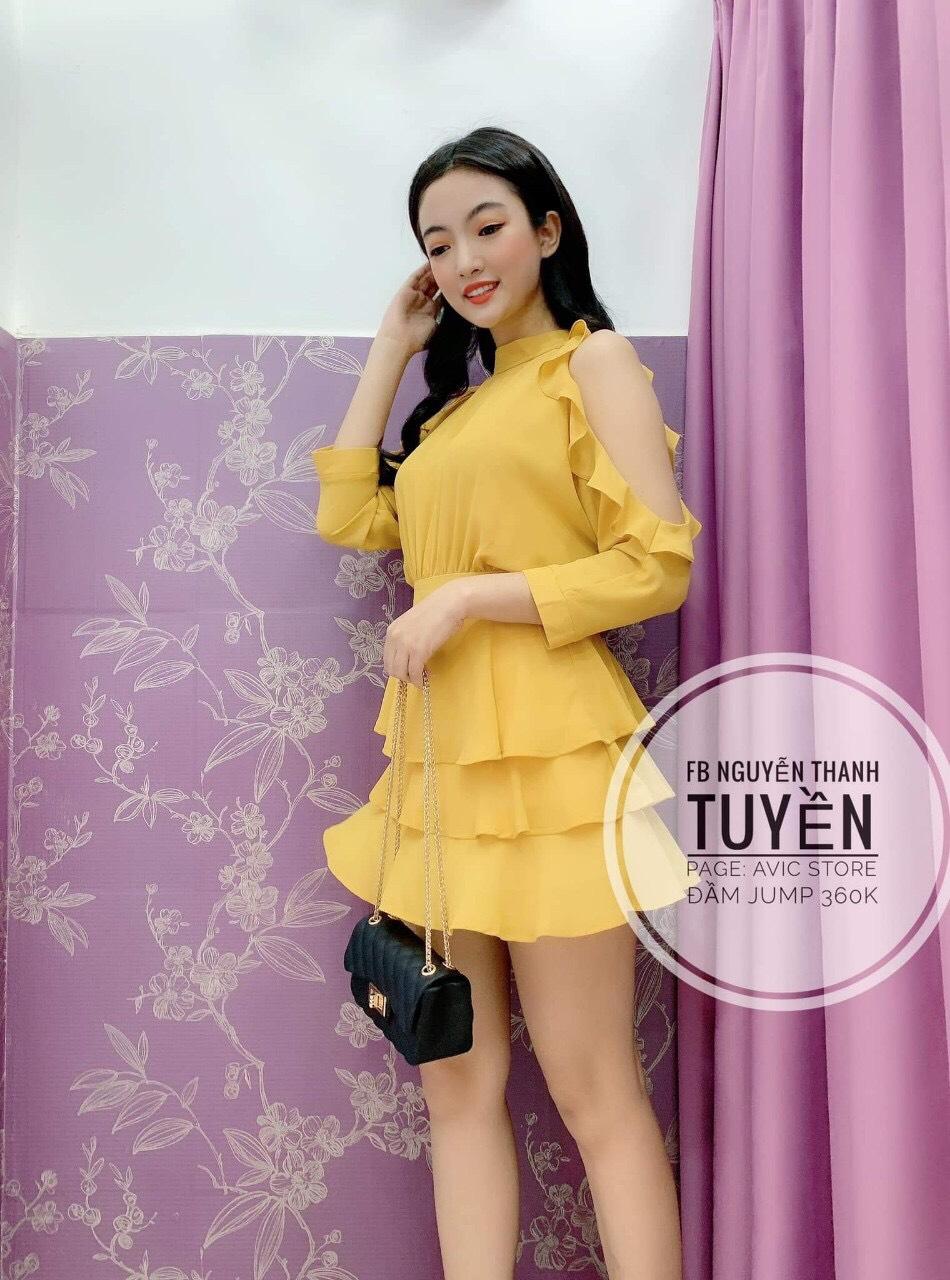 Đầm chéo lụa hở vai 40-55-qh