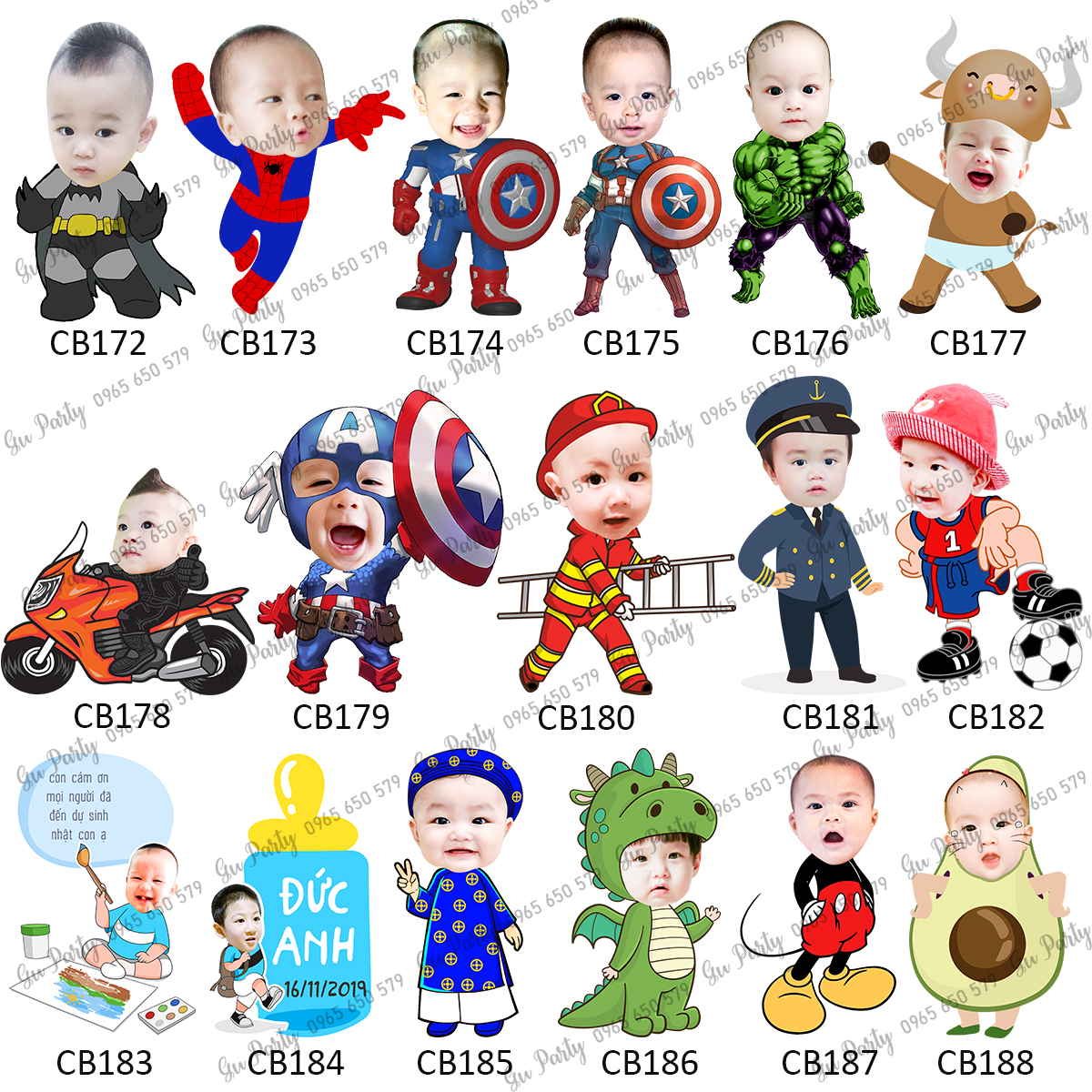 Thiết Kế Hình Chibi Trang Trí Thôi Nôi Sinh Nhật Cho Bé