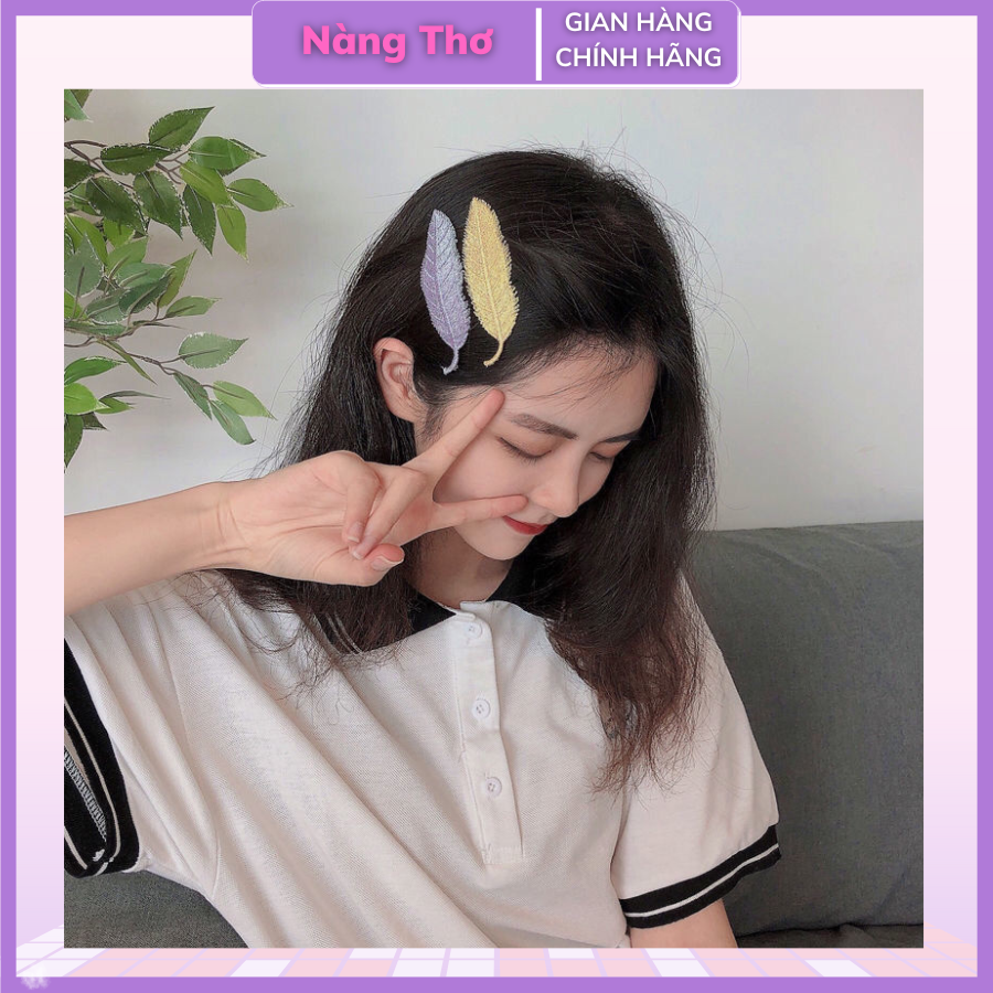 Kẹp tóc hình lá ánh kim xinh xắn thời trang Hàn Quốc cho bạn nữ