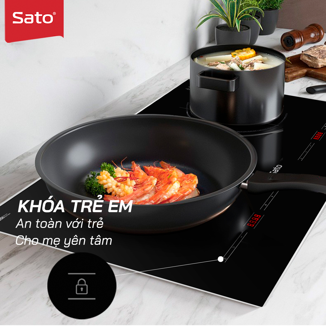 Bếp từ đôi thông minh 2400W Sato SIH265N1.3B
