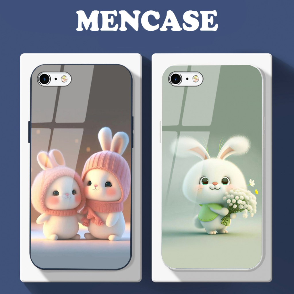 Ốp lưng IPHONE 6/6S/6 PLUS/6S PLUS/7/8/7 PLUS/8 PLUS mặt kính in hình gấu dễ thương