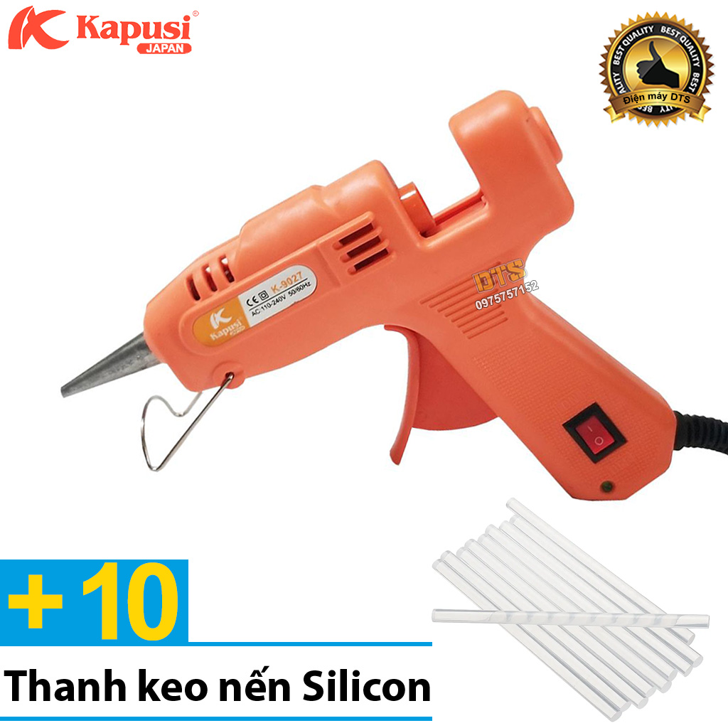 Máy bắn keo nến silicon cầm tay 20W Kapusi JAPAN + Kèm 10 thanh keo nến Silicon