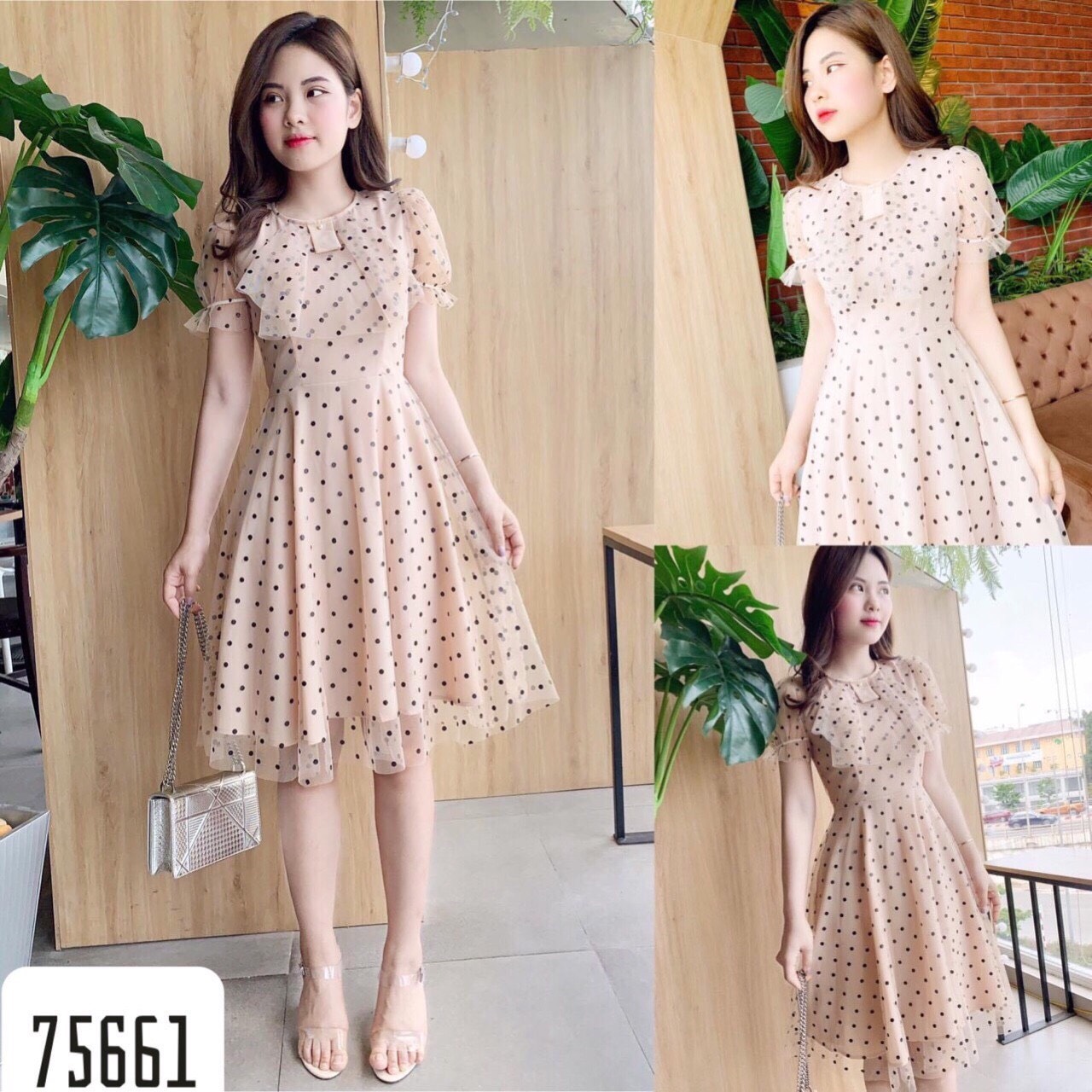 ĐẦM XÒE PHỐI LƯỚI CHẤM BI SIÊU DỄ THƯƠNG hn0820