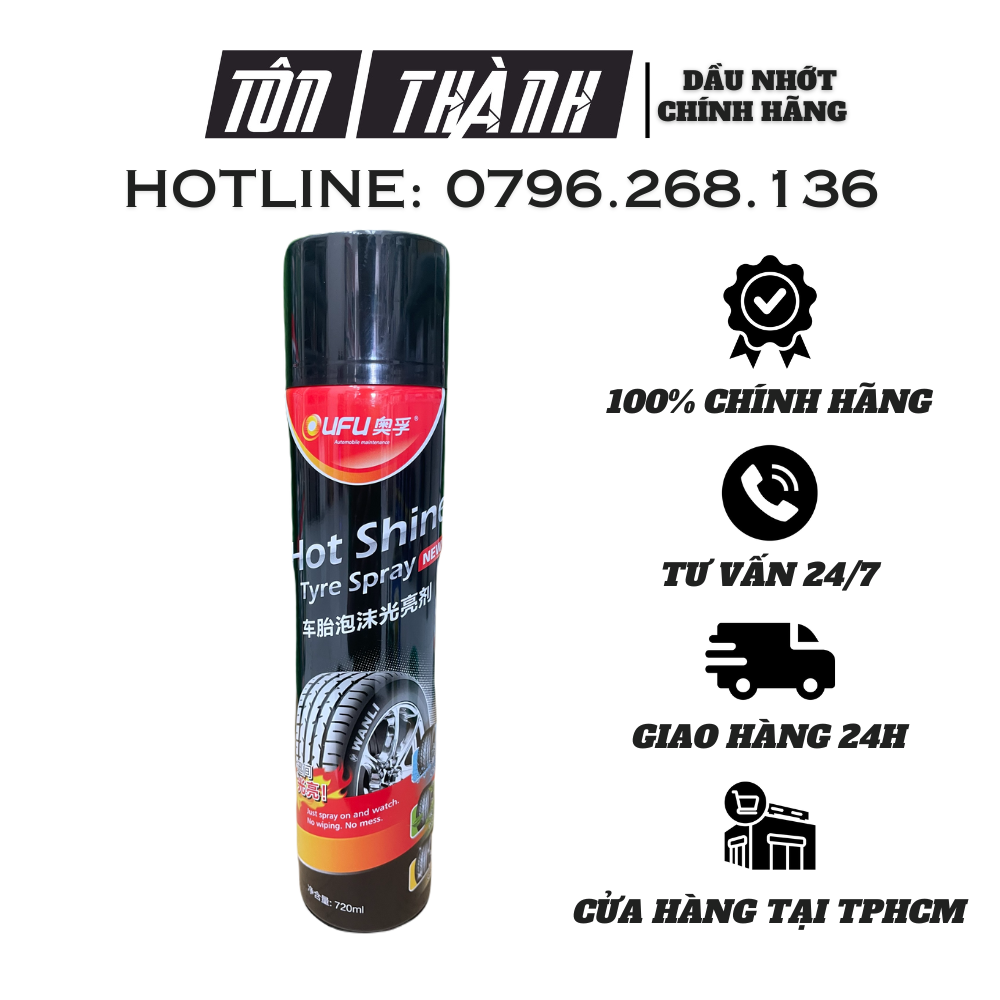 Chai xịt đánh bóng làm sạch lốp xe, bảo vệ vỏ lốp xe hot shine