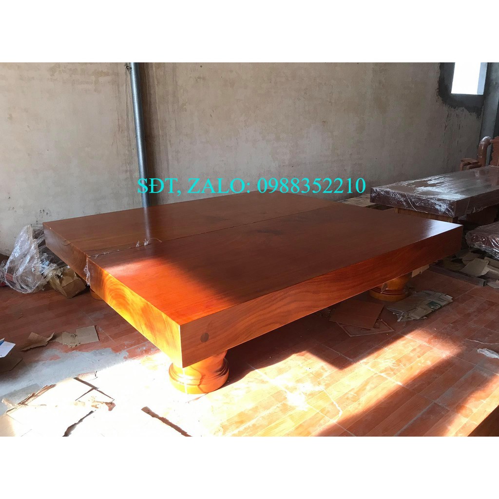 Sập chiếu ngựa nguyên khối gỗ gõ đỏ 2m2 x 2m4 x 20