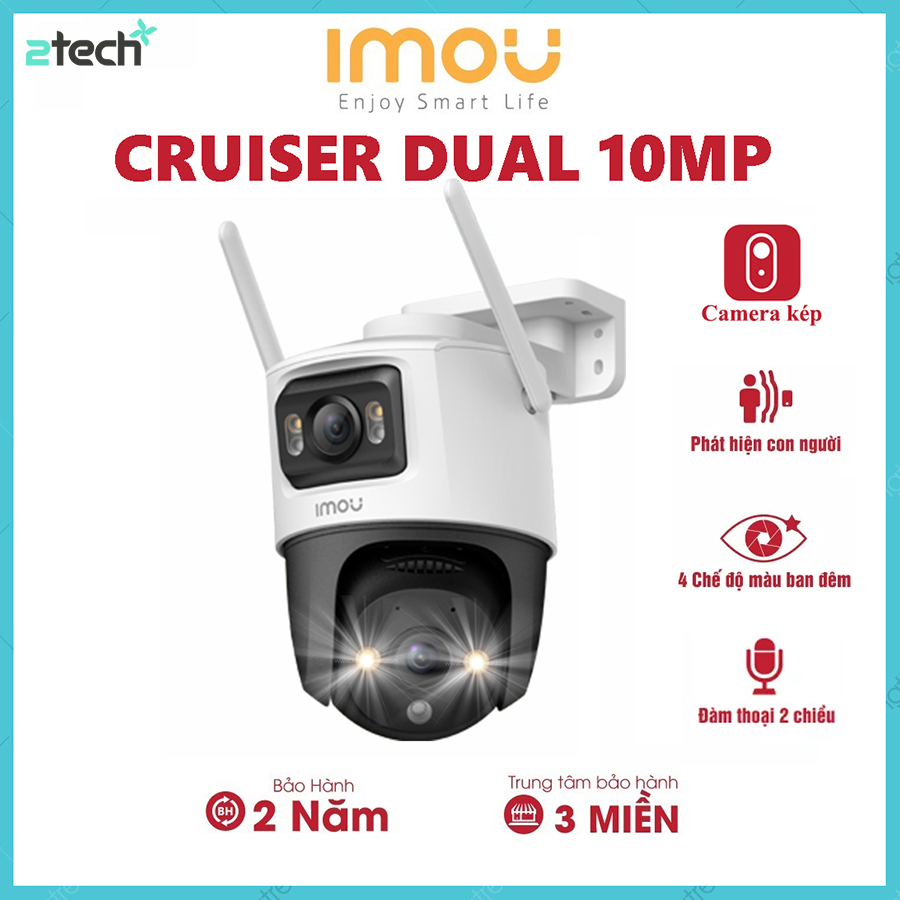 Camera Wifi iMOU Cruiser Dual 10MP IPCS7XP10M0WED Xoay 360 Ngoài Trời