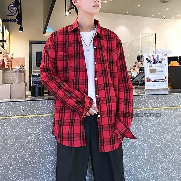 [HCM]Áo Khoác Sơ Mi Caro Nam Unisex Tay Dài Kẻ Sọc ( không nón ) Thời Trang 2020