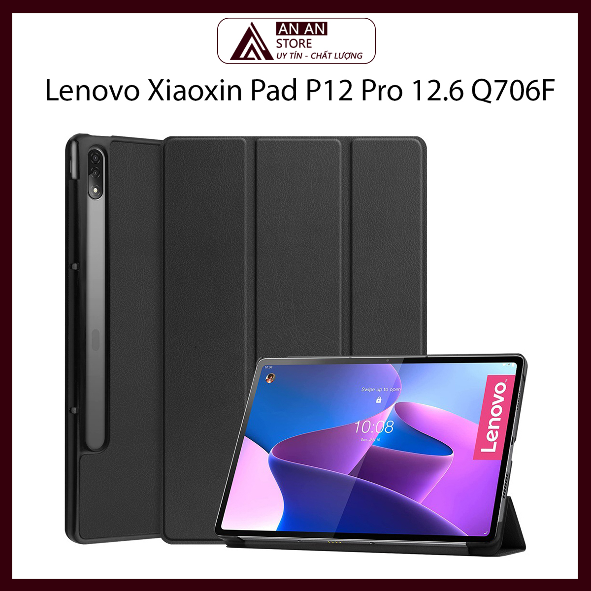 Bao da cover cho máy tính bảng lenovo xiaoxin pad tab p12 pro 12.6 inch q706f hỗ trợ smart cover