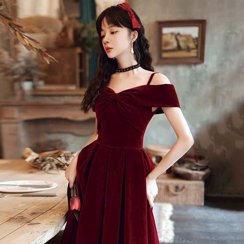 Đầm maxi nữ màu đỏ dáng xòe dài chất umi trể vai hai dây, đầm nữ đi tiệc, đầm xòe