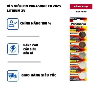 Pin CR2025 Panasonic ( CR 2025 3V ) Combo 5 Viên Made In Indonesia 3V Lithium