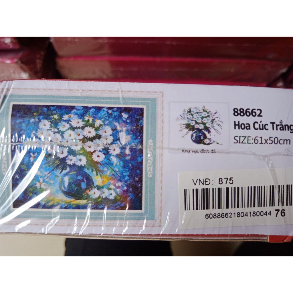 Tranh đính đá Bình Hoa Cúc Trắng 88662