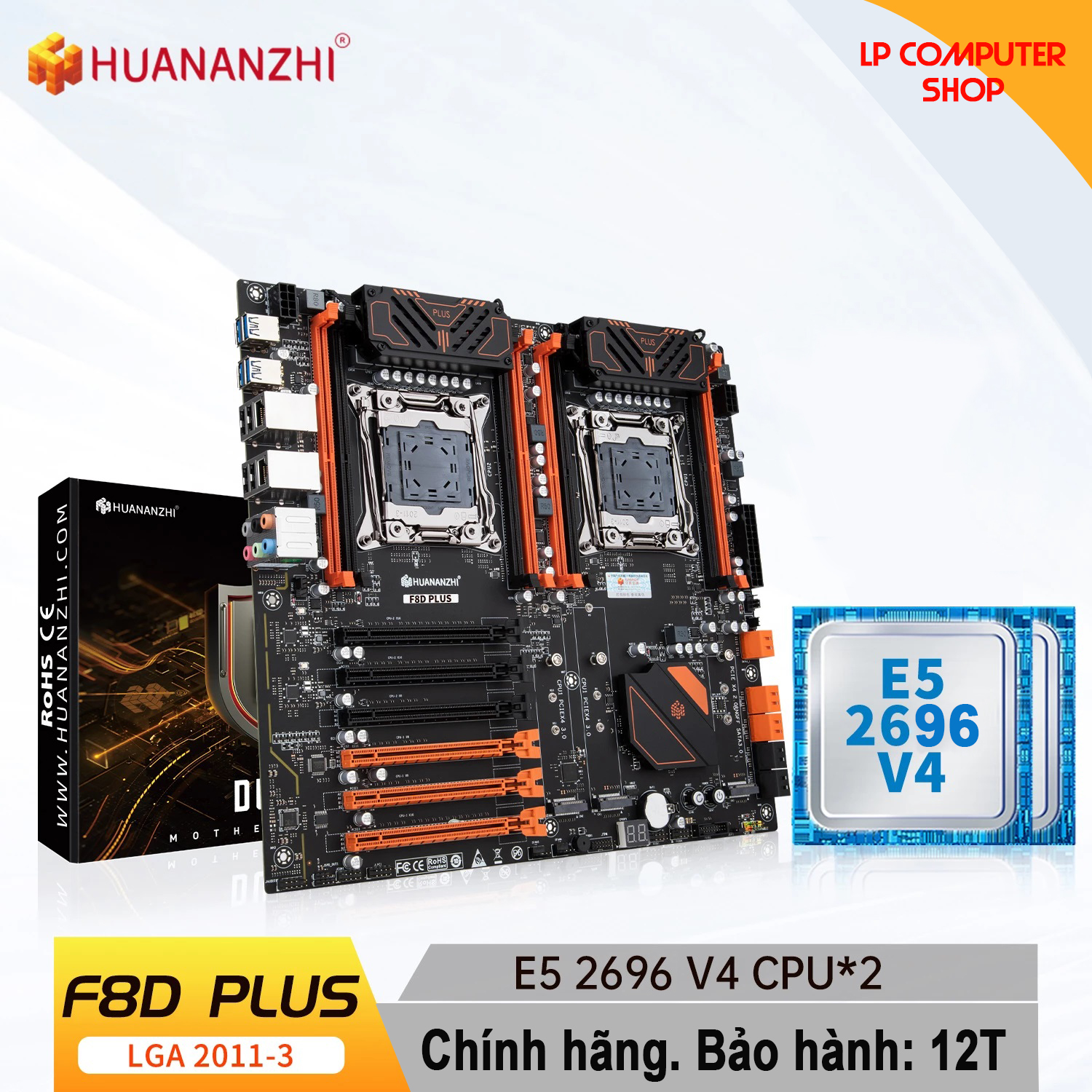 Combo main HUANANZHI X99 F8D PLUS + Dual Xeon 2696 V3 V4 + Ram DDR4 REG