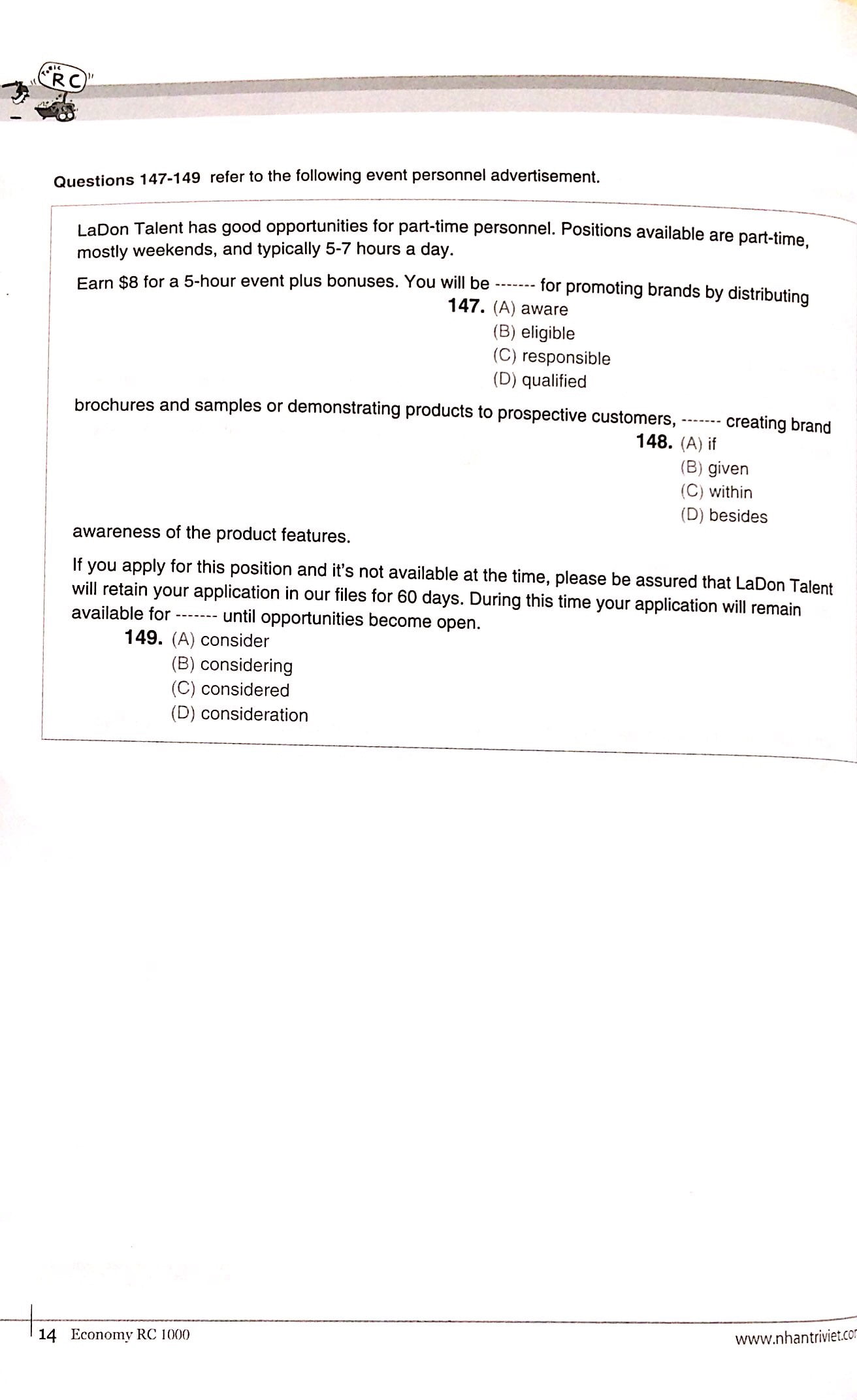 Fahasa - Economy TOEIC RC1000 Volume 1