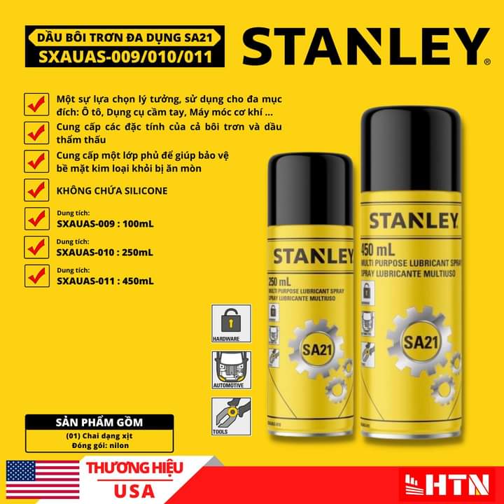 Bình xịt chống rỉ sét và bôi trơn 450ml stanley sa21 sxauas- 011