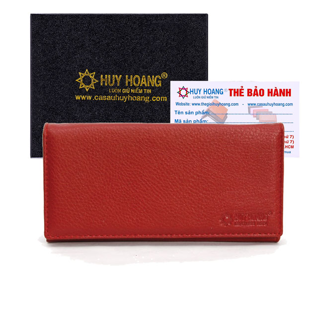 Ví nữ da thật cao cấp 3 gấp màu đỏ HQ3113
