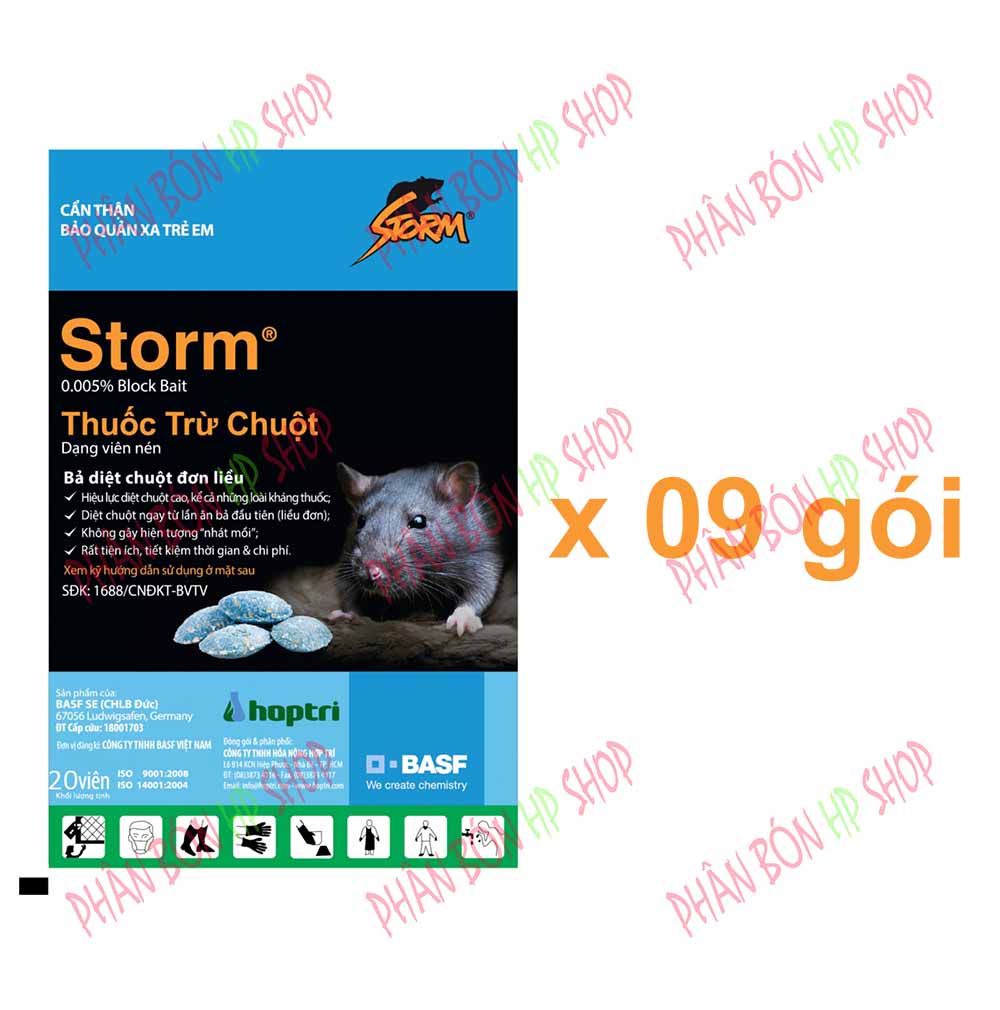 Diệt Chuột Thông Minh Từ Đức STORM 0.005% (9 Gói x 20 viên) - Viên Tiện Dùng Không Cần Pha Khui Ra Bỏ Bã Là Xong.