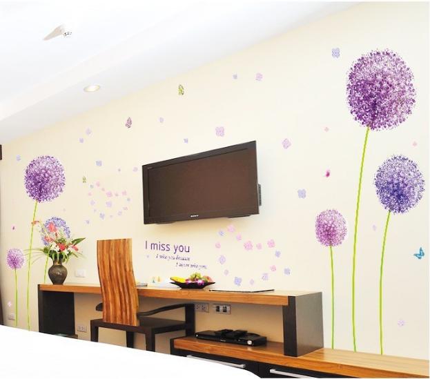 Decal trang trí Hoa Cẩm Tú Cầu Tím