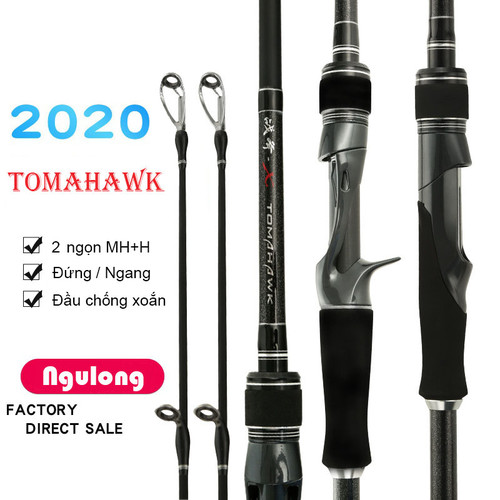 Cần câu lure Tomahawk 2 ngọn MH + H có cần câu máy đứng và cần câu máy ngang