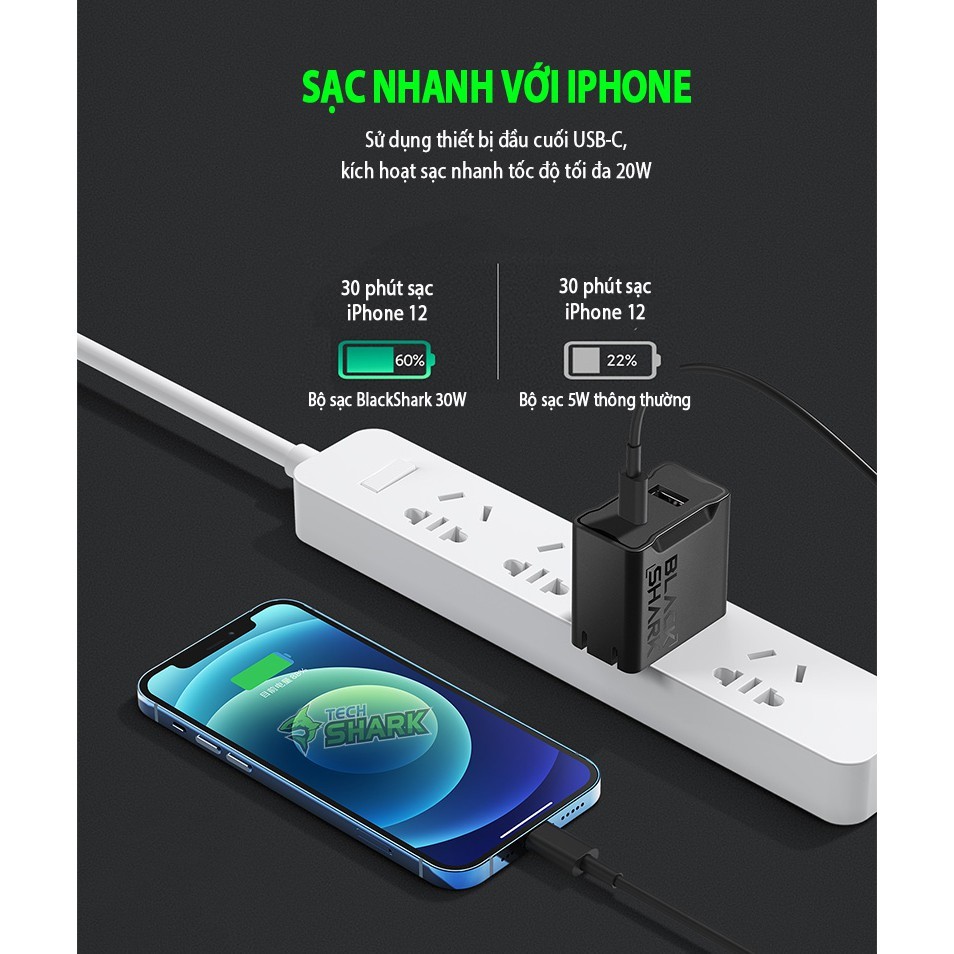 Củ Sạc nhanh 2 cổng Black Shark 30W